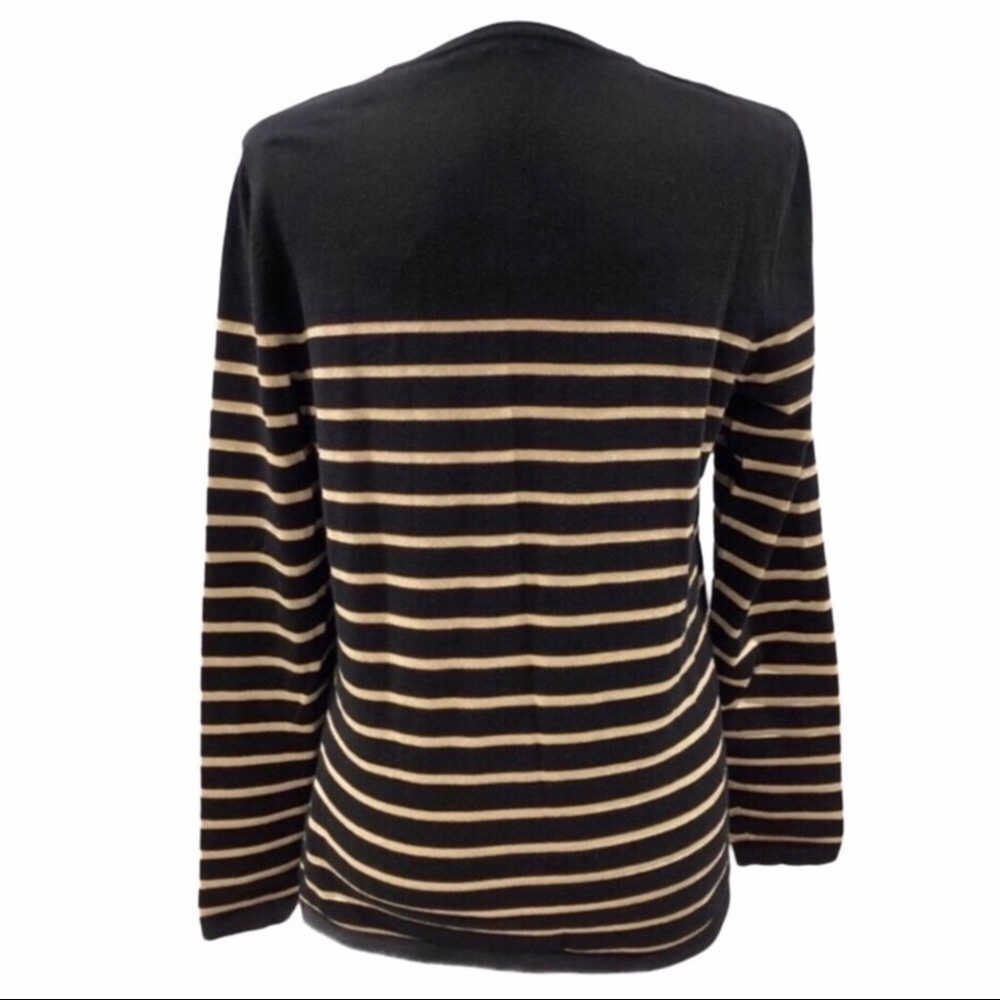 J McLaughlin Metallic Gold Stripe Sweater Black Size Medium Long Sleeve - Picture 6 of 8
